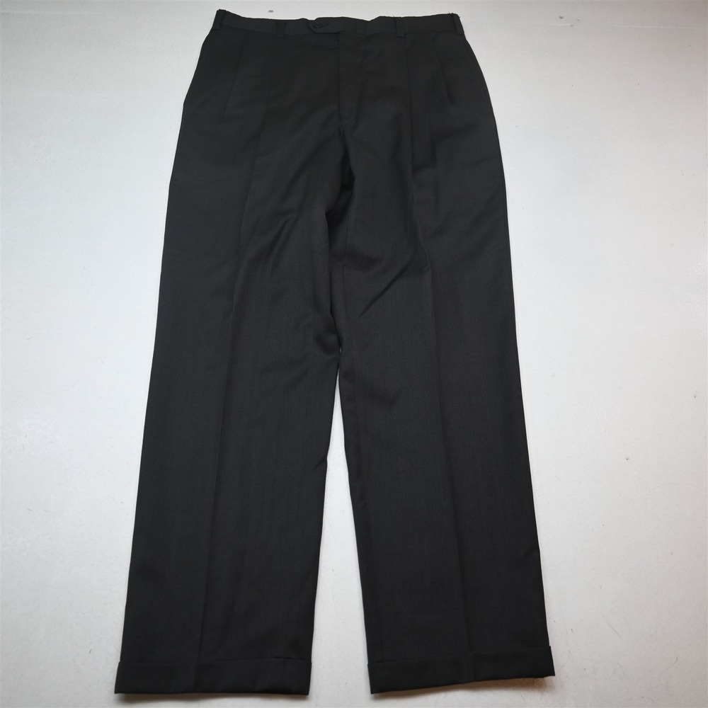 Vtg Tommy Hilfiger 34x32 Gray Birdseye Wool Pleated Cuffed Dress Mens Pants